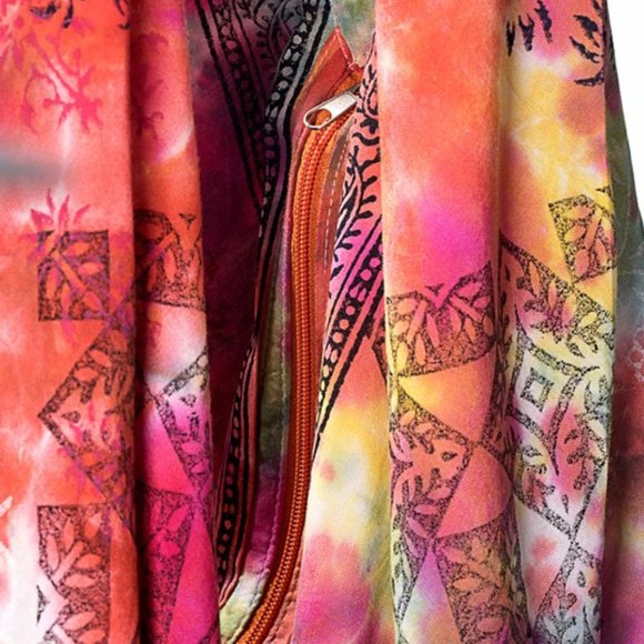 Tie Dyed Boho Beach Hobo Shoulder Bag - 100% Cotton - Bohemian & Ethnic Inspired - Picture 6 of 8